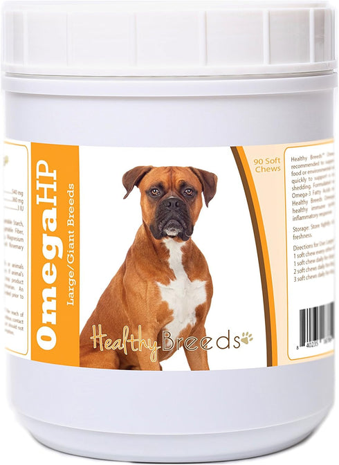 Healthy Breeds Boxer Omega HP Fatty Acid Skin and Coat Support, Soft Chews, 90 Count
