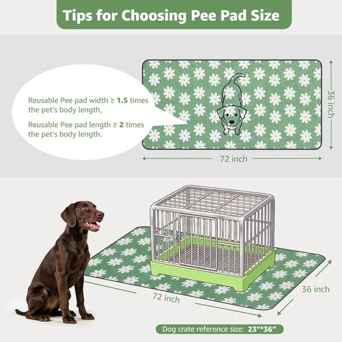 (36"x72", 2 Packs) LOOBANI Washable Puppy Pads: Waterproof Reusable Pee Pads for Dogs, Non-Slip and Leak-Proof Dog Pee