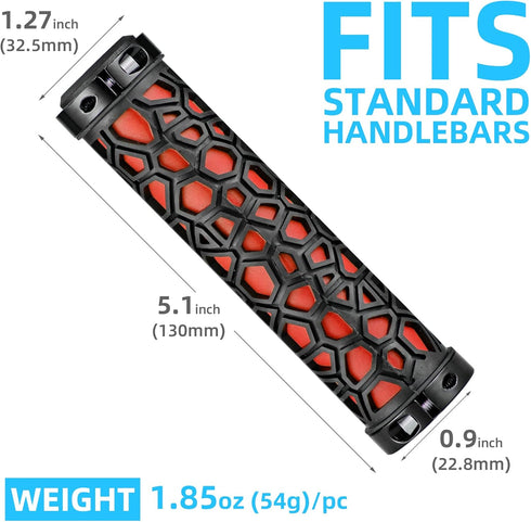 ROCKBROS Double Lock-on Bike Handlebar Grips - Non-Slip Bicycle Grips for MTB, BMX, Scooters