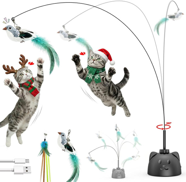 Catpick joy Interactive Cat Toys for Indoor Cats: Upgraded 360 Automatic Spin Flying Bird