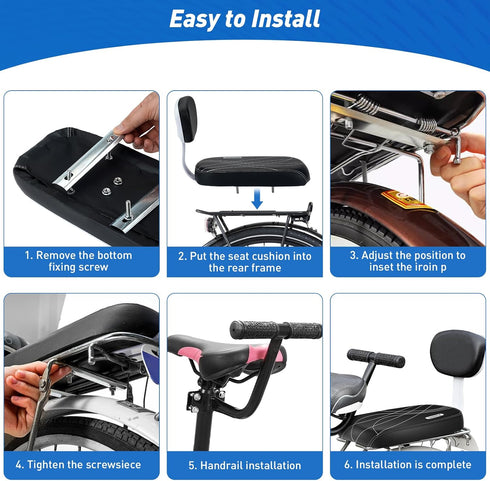 Set, Universal Bicycle Rear Seat Cushion Armrest Footrest Kids Child Safety Carrier Bicycle Baby Seat, Including