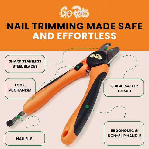 Trimmer GoPets Dog Nail Clippers, Professional Pet Nail for Large Dogs and Cats with Quick Sensor Safety Guard, Heavy