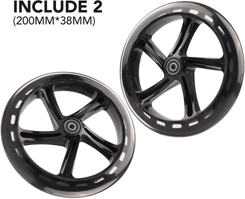 2-Pack 200mm 8-Inch A5, Scooter Replacement Wheels - Wheels for Razor Lascoota, Kid, Youth, Adult Kick Push Scooter