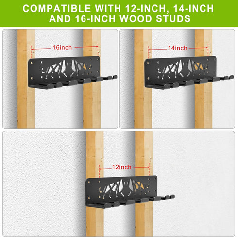 Kipika Wall Mounted Barbell Holder with 7-Hooks Storage Rack for 4 Barbell Bars and Fitness Accessories