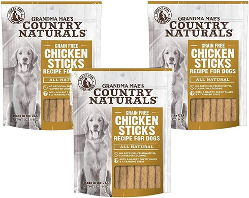 Grandma Mae's Country Naturals Grain Free Chicken Sticks Chewy Dog Treats, 5