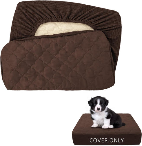 CHHKON Dog Bed Covers Replacement, Washable Waterproof Pet Puppy Bed Cover, Brown, 20x15x6 inch