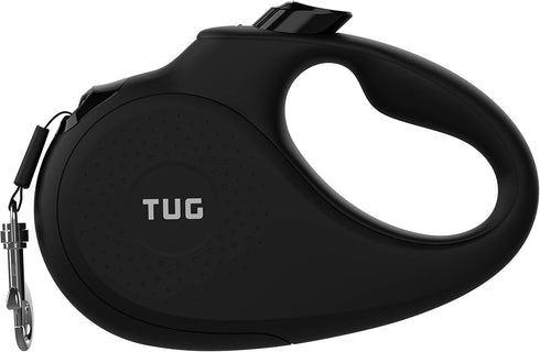 TUG Monochrome Tiny 360° Tangle-Free Retractable Dog Leash, 10 ft Strong Nylon Tape (Tiny, Black)