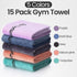 15 Set Swimming 30" 14", 5 Peryiter Pcs Microfiber Gym Towels for Men and Women, Soft Be Fearless Sweat Workout Towels