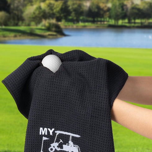 R HORSE 2Pcs Funny Golf Towel, Microfiber Embroidered Golf Towels with Clip, Perfect Retirement Gift for Golf Fans