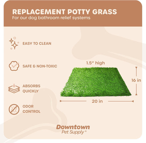 16 20 Downtown Pet Supply Replacement Dog Potty Grass, x - Washable Synthetic Grass Pad for Dogs, Suitable as Indoor