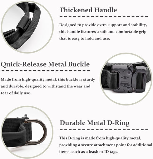 Adjustable Tactical Dog Collar, Military Nylon with Control Handle & Heavy Quick-Release Metal Buckle for Large Medium