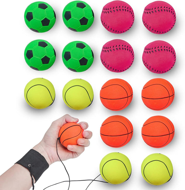 4/8/16 Pack 2.36 Inch Wrist Return Ball Wristband Balls Rubber Rebound Bouncy