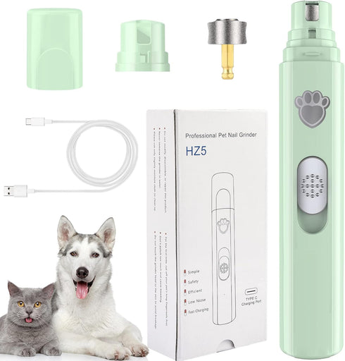 Dog Nail Grinder, 2-Speed Rechargeable Nail Trimmers for Large, Medium & Small Dogs, Quiet Grooming Tool for Cats