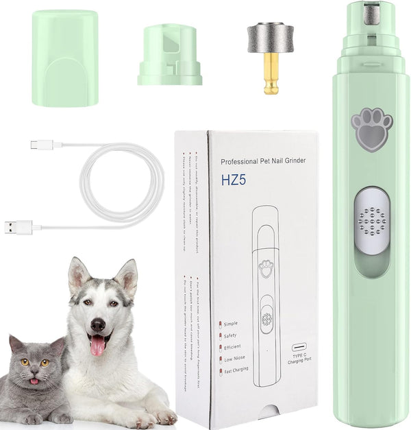 Dog Nail Grinder, 2-Speed Rechargeable Nail Trimmers for Large, Medium & Small Dogs, Quiet Grooming Tool for Cats