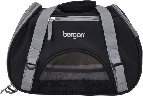 Coastal Pet Bergan Comfort Carrier, Safe Comfortable Dog & Cat Travel Carrier, Airline Friendly Soft Pet Carrier (Black