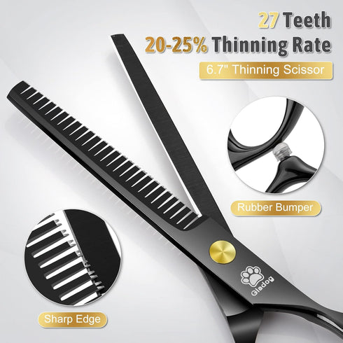5 1 Dog Grooming Scissors Kit with Safety Round Tips, GLADOG Professional in Grooming Scissors for Dog