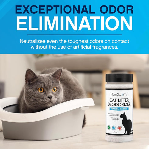 NonScents Cat Litter Deodorizer, Fragrance Free Litter Box Odor Eliminator, 4-Pack