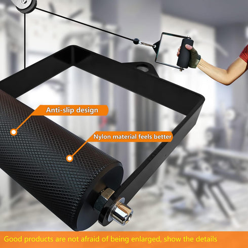 Gym Fitness LAT Pulldown Attachments, Fat Arm Wrestling D Handle Cable Grip for Finger Wrist Strength, Deadlift
