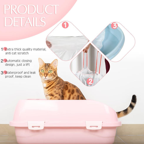 80 (36 18 Inch) Sabary Cat Litter Box Bags Jumbo Kitty Pan Liners with Drawstring Sturdy Hdpe Material for Cat Pet