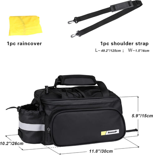 Rhinowalk Bike Trunk Bag 10L, Bicycle Pannier Rear Rack Carrier Bag with Rain Cover
