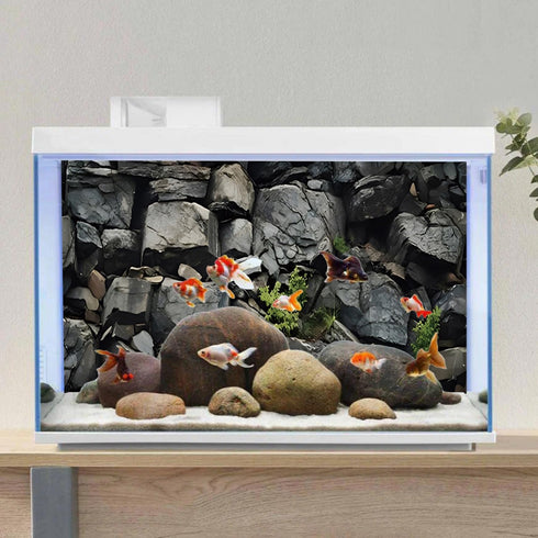 AWERT 72x24 inches Grey Rock Stone Aquarium Background for Fish Tank and Rocky Terrarium