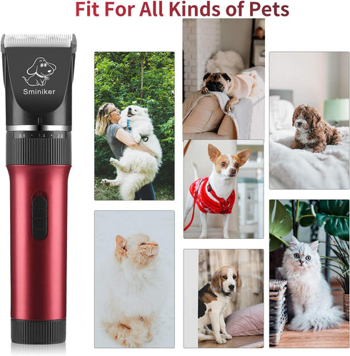 Low Noise Horses Clippers, Rechargeable Cordless Pet Grooming Kit with Storage Bag, 5 Speed Professional Clippers