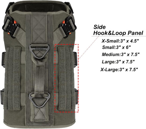 ICEFANG GN3 Tactical Dog Harness with 6X Buckle, Molle Vest with Handle, XL Ranger Green
