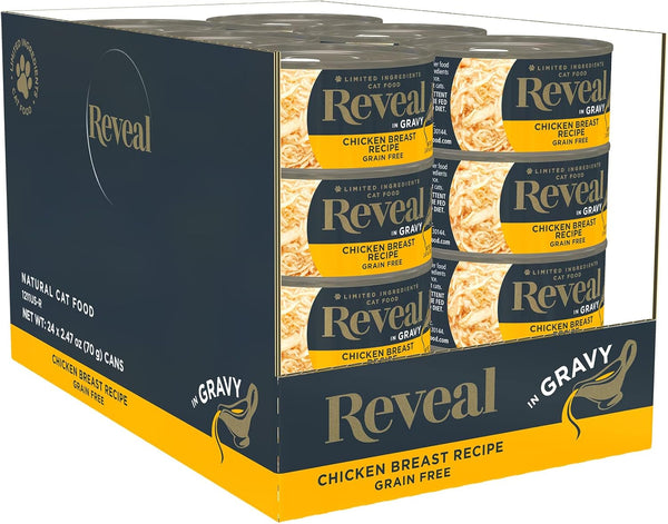 Reveal Natural Wet Cat Food, 24 Count, Grain Free Chicken Breast in Gravy, 2.47 oz Cans