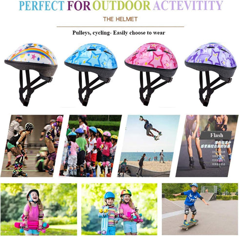 Kids Helmet Adjustable for Ages 3-8, Boys Girls, Toddler Helmet with Protective Sports Gear Set, Knee Elbow Pads, Wrist