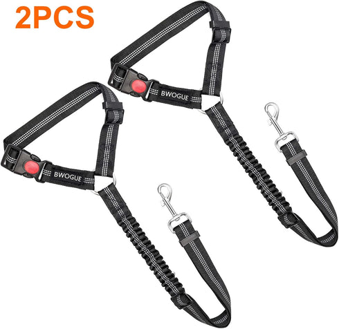 2 Packs Dog Cat Safety Seat Belt Strap, Adjustable Nylon Fabric Restraints for Vehicle Seatbelts