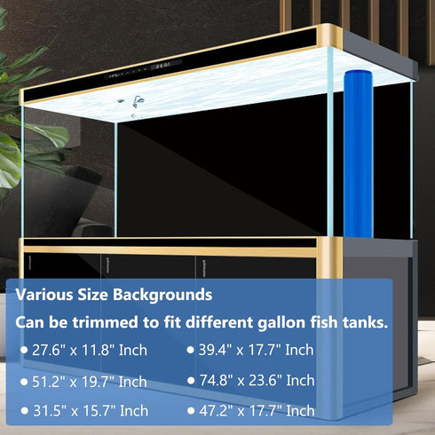 Aquarium Background Static Cling Black Fish Tank Wallpaper, Vinyl Poster Background 47 x 18 in