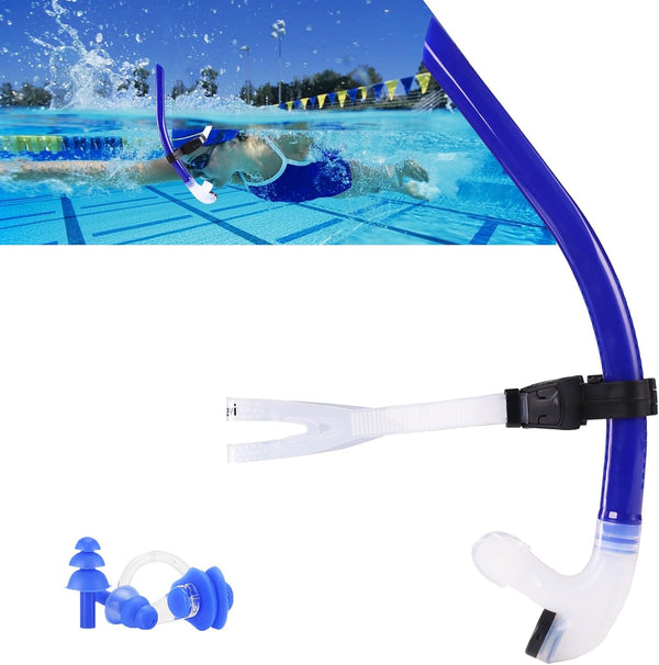 Swim Snorkel for Lap Swimming with No Loud Gurgling Noise and One-Way Purge Valve for Adult/Kid/Youth