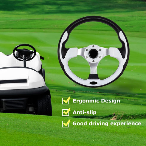 Universal Golf Cart Steering Wheel - Skid Steering Wheel for Club Car EZGO RXV, TXT, Yamaha, Precedent, Tempo, DS