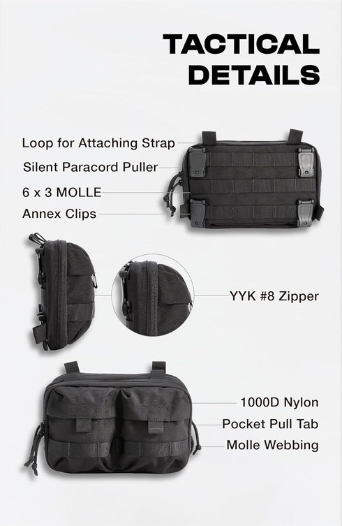 Backpacks Black Tactical Molle EDC Pouch - Admin Pouch with Molle Attachments