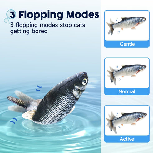 Potaroma Cat Toys Flopping Fish with Catnip - Moving Kitten Kicker, Floppy Wiggle Carp for Small Dogs