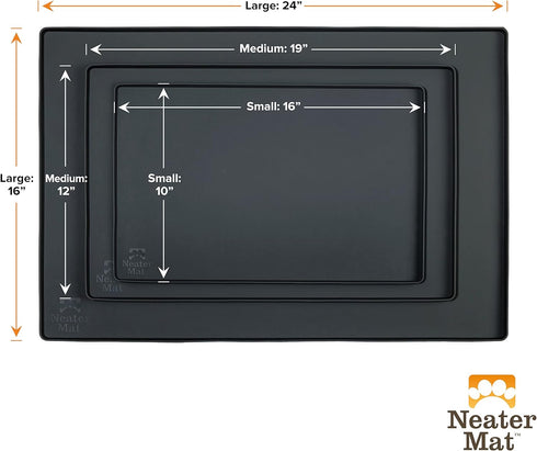Neater Pet Brands Waterproof Silicone Pet Bowls Mat - Neater Mat Protect Floors from Food & Water (Midnight Black, 16"