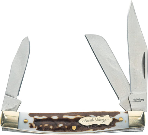 Uncle Henry Next Gen Staglon 807UHCP JR Folding Knife, 3-Blade with Staglon Handle