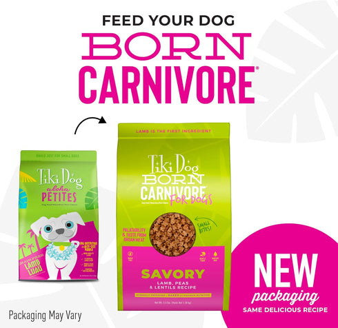 Tiki Dog Born Carnivore for Dogs, Savory Lamb, Peas & Lentils Recipe, Grain Free, 3.5 lbs. Bag