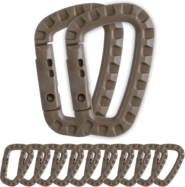 Tactical Carabiner Keychain - 12/15/16 Pack Hard Polymer D Rings for Outdoor Travelling, Camping
