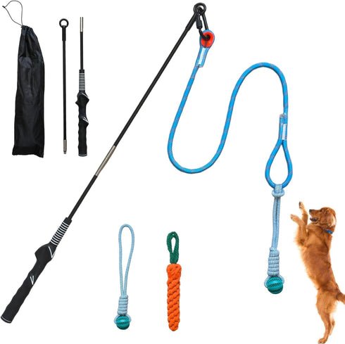 lamfer Flirt Pole for Dogs, Tether Tug Outdoor Dog Toy, Interactive Toys for