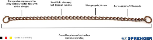 Herm Sprenger Curogan Choke Dog Training Chain Collar, Hypoallergenic Nickel Free No-Pull Slip Collar for Easy Control