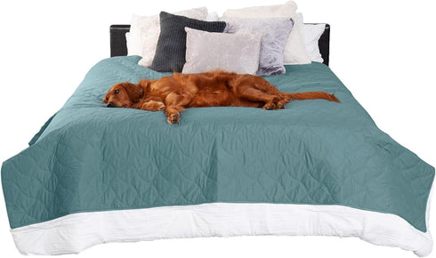 Furhaven Waterproof & Non-Slip Twin Size Mattress Cover Protector for Dogs & Cats, Washable, Nile Blue, Small/Twin Size