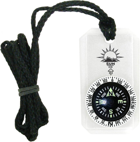 Sun Company MiniComp II - Mini Orienteering Compass with Rotating Bezel, Easy-to-Read Zipper Pull