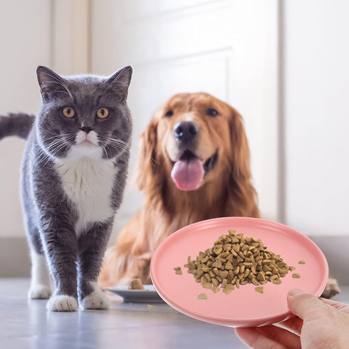 Dog Cat Food Dish Shallow Pet Dish Bowl Ceramic Puppy Feeding Plate Kitten Cat Food Dispenser Pink Pet Animal Water Food Bowl