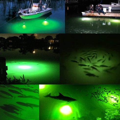 Underwater Fishing LED Light 15w, 12v - Green Light IP68 Waterproof Lamp for Night Fishing, Lure