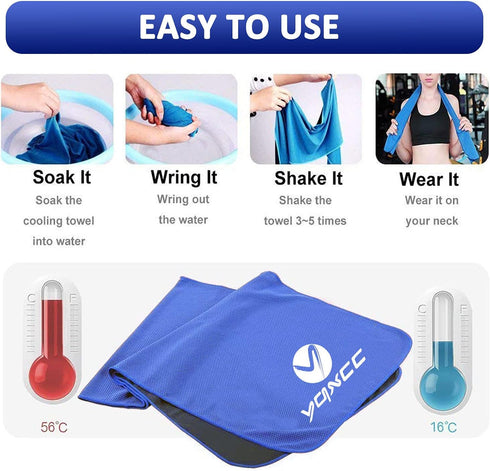 YQXCC 4 Pack Cooling Towel (47"x12") - Ice Towel for Neck, Microfiber Cool Towel for Yoga, Sports, Gym, Camping