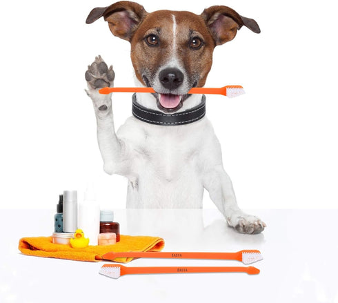 Double Headed Pet Dog Toothbrush for Small Dogs, Soft Bristles Long Handle for Teeth Cleaning, Bulk Toothbrushes