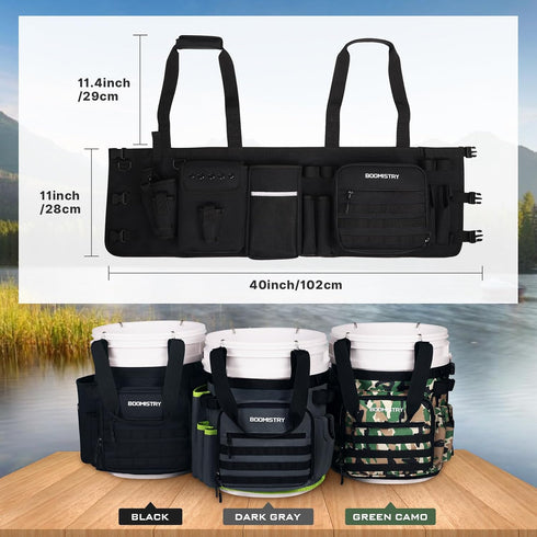 Fishing Bucket Organizer for 5 Gallon Bucket, Tackle Bag with Adjustable Buckle and 15 Multi-Pockets