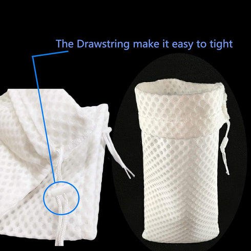 4 Inch Opening Filter Socks by 7.1 Inch Long, 3D Honeycomb Design Filter Bags, Drawstring Aquarium Filter Sock (4 Pack)