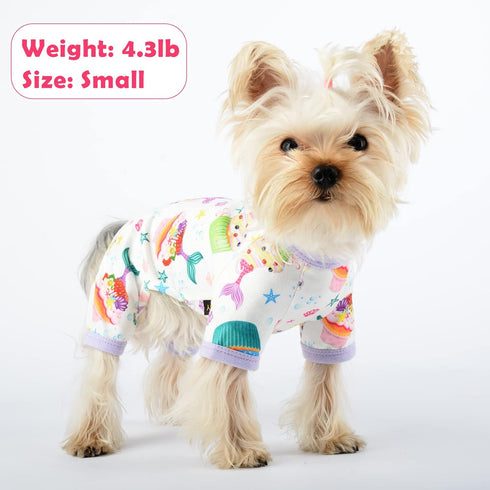 Dog Pajamas for Small Dogs, Summer Dog Clothes, Soft Doggie Onesie for Yorkie Chihuahua Teacup, Cute Pattern Apparel